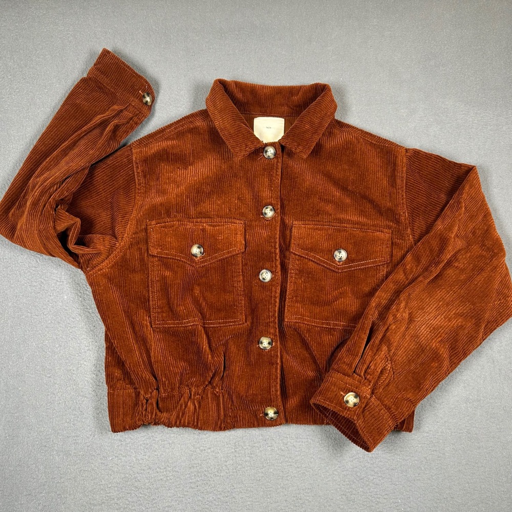 TGLA Corduroy Jacket Womens Medium Rust Brown Cropped Button Up Cotton PW3000865